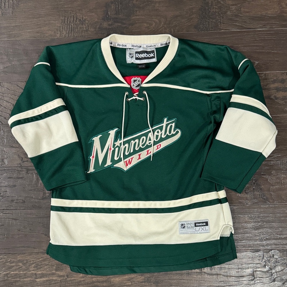 Reebok Minnesota Wild Green and Cream Hockey Jersey